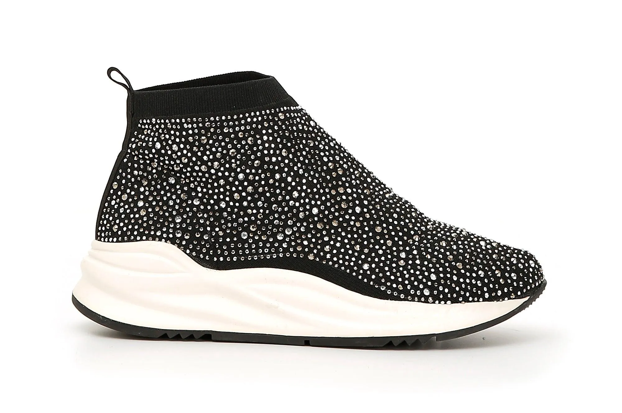 SNEAKERS IN TESSUTO ELASTICO CON STRASS