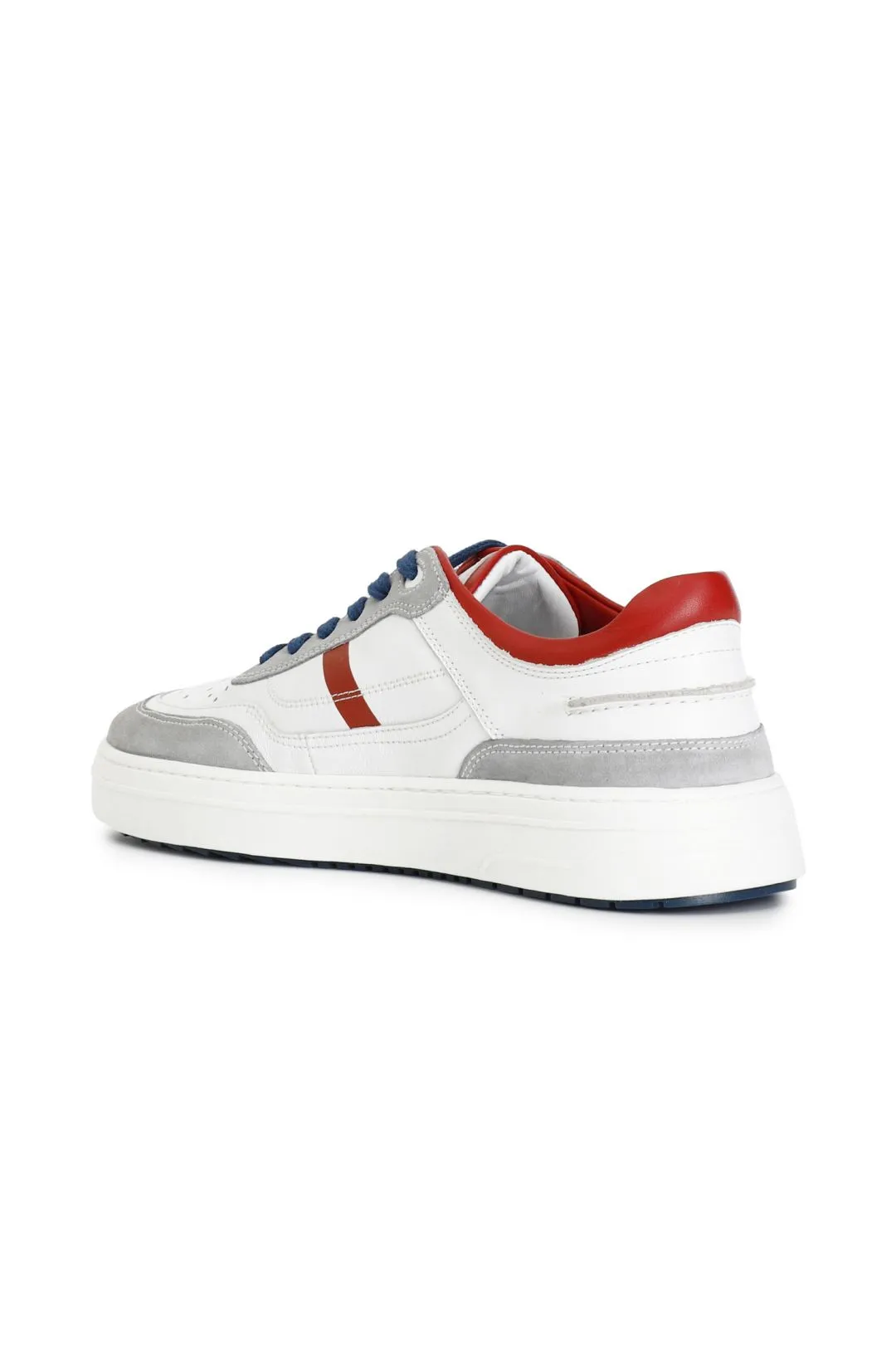 sneakers uomo in pelle e pelle scamosciata multi rosso