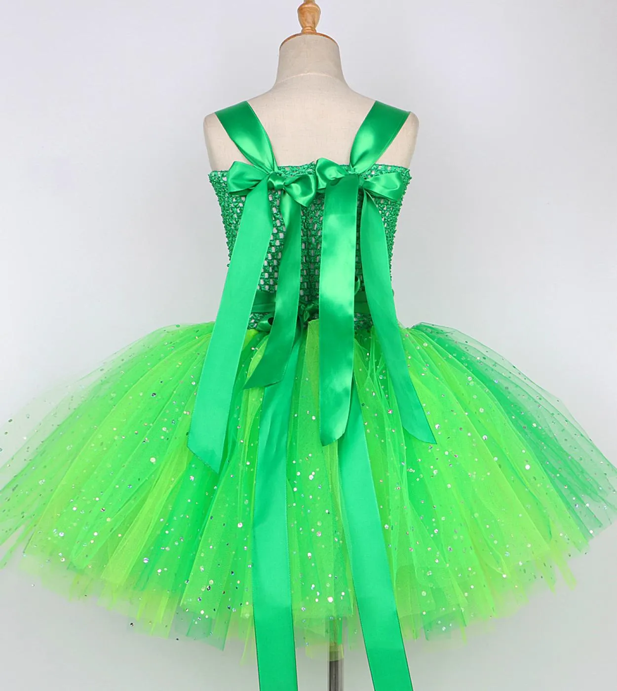 Sparkly Green Fairy Princess Abiti per ragazze Bambini Natale Costume di Halloween Flower Girl Farfalla Tutu Outfit con W