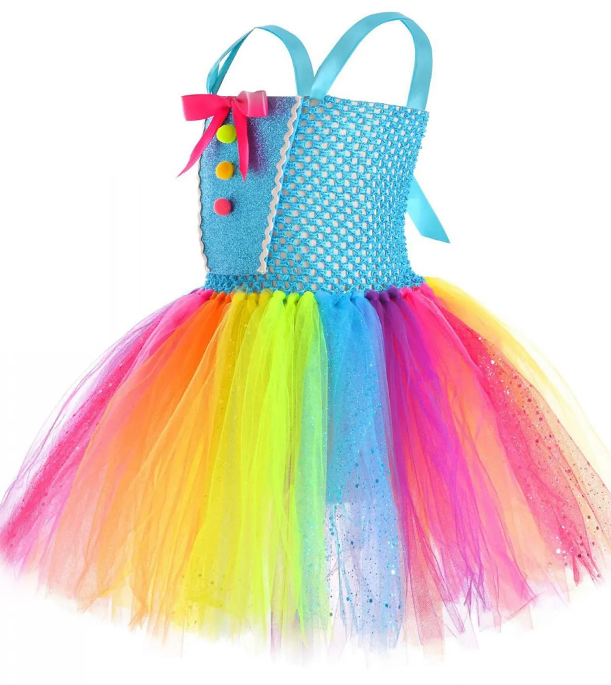 Sparkly Rainbow Candy Tutu Dress For Girls Lollipop Birthday Costume for Kids Toddler Halloween New Year Outfit Princess