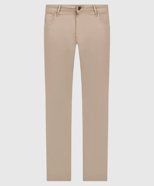 Stefano Ricci Jeans beige con patch logo MST41S0150T0087