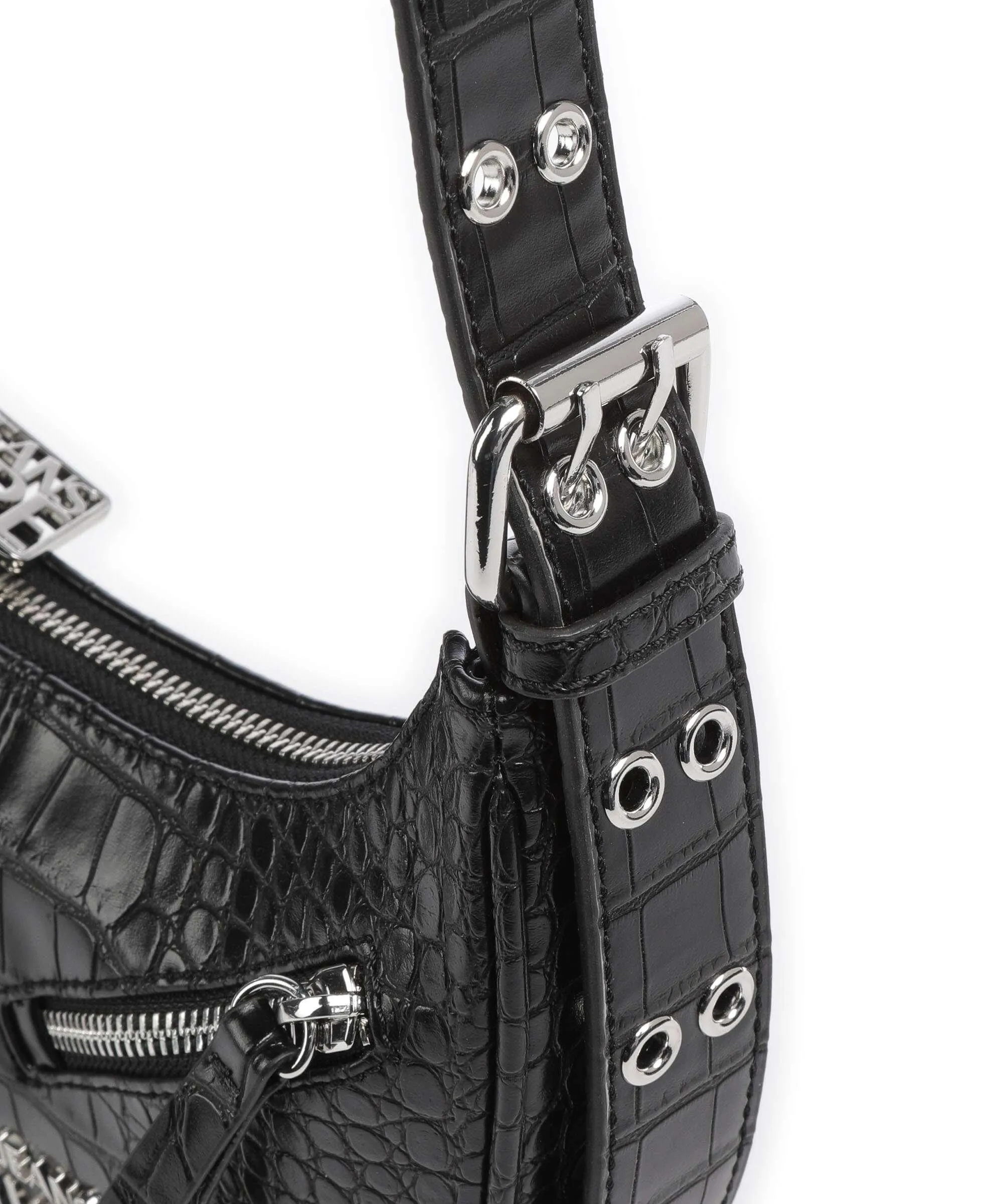  Versace Jeans Couture Zipper Borsa a spalla pelle sintetica nero  