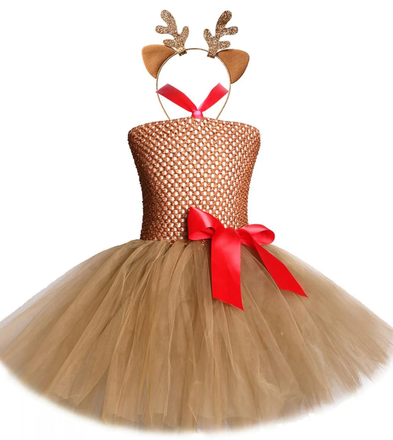 Vestito da tutu di cervo per bambina per bambini Costume di Natale di Halloween Bambini Vestito di tulle Abiti da principessa di