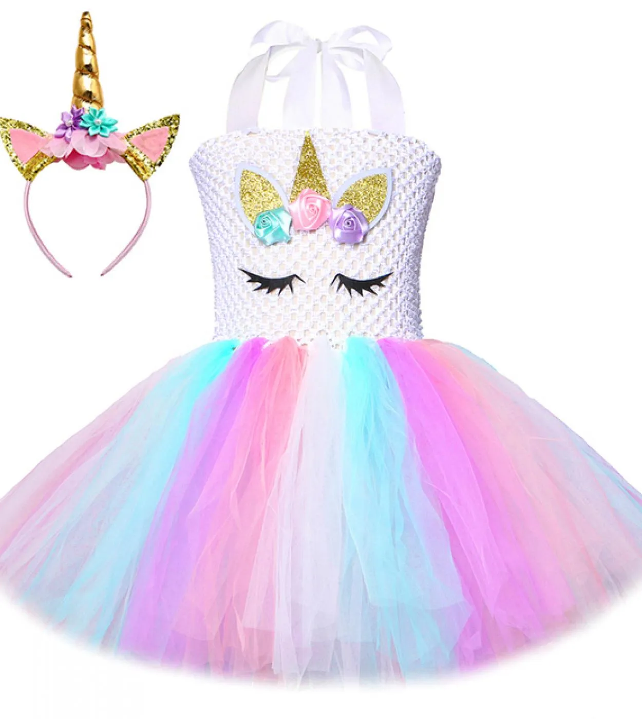 Vestito Tutu Unicorno Pastello Per Ragazze Costume Compleanno Principessa Unicorno Ragazza Bambini Halloween Abito Natale Vestit