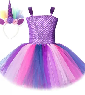 Viola Pony Unicorn Dress For Girls Princess Halloween Tutu Costumes For Kids Girl Birthday Dresses With Headband Toddle